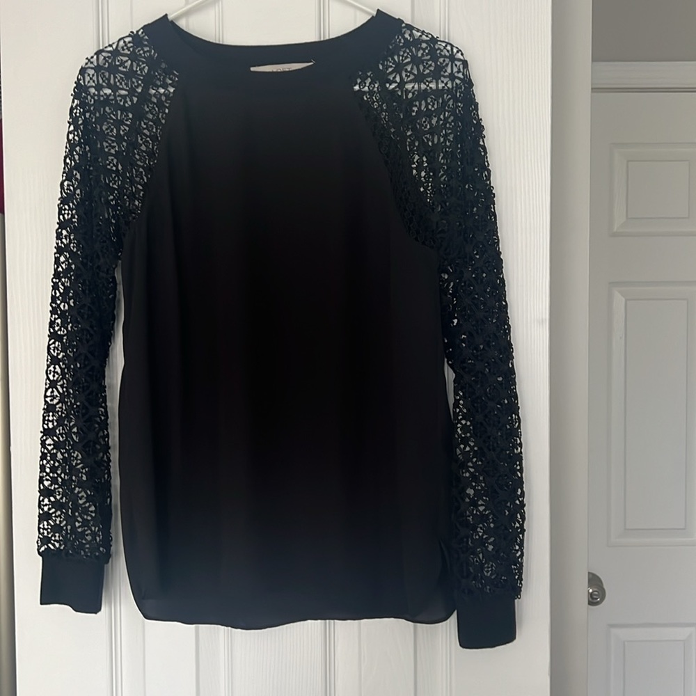 LOFT Black top with with arm detailing